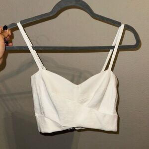 ANGL white cropped top with zipper back